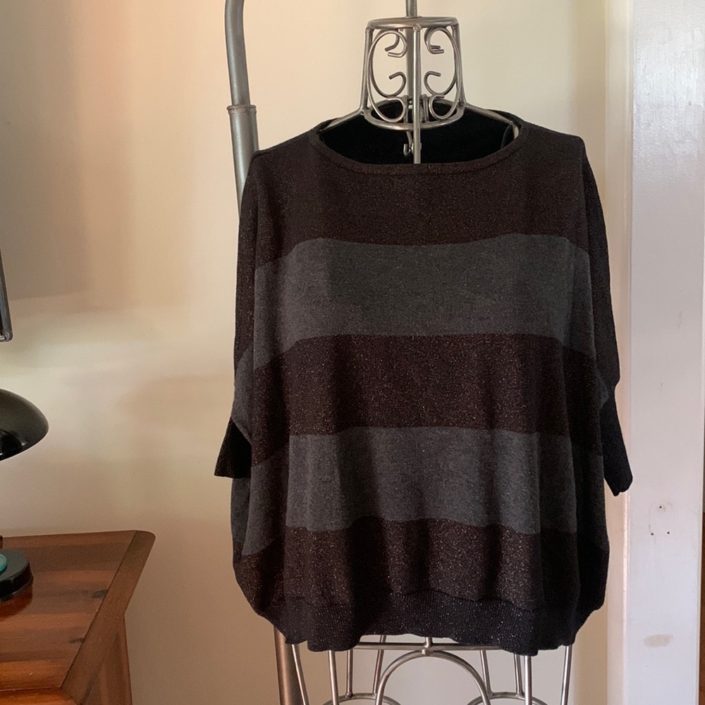 Sparkle and fade black and grey sweater top